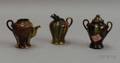 Three Miniature Mottled Glazed Pottery Tea Items
