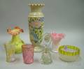 Seven Assorted Art Glass Table Items