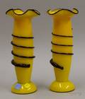 Pair of Yellow and Black Cased Art Glass Vases