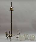 Brass Threearm Chandelier with Glass Globes