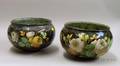 Pair of French Handpainted Rose Decorated Ironstone Jardinieres