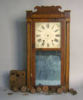 Putnam Bailey tiger maple and mahogany mantle clock