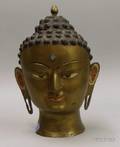 Painted Brass Asianstyle Buddhas Head