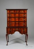 Charak Furniture Queen Anne Style Inlaid Mahogany and Mahogany Veneer Highboy