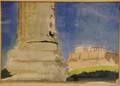 Framed Watercolor on Paperboard View to the Acropolis Attributed to Charles Hopkinson American 18641962