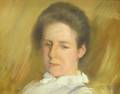 Framed Oil on Canvas Portrait of Woman in a White Blouse by Frederick Trapp Friis American 18651909