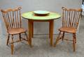 Country Circular Pine Lazy Susantop Dining Table and a Pair of Nichols  Stone Windsorstyle Maple Fanback Side Chairs
