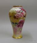 Nippon Gilt Handpainted Rose Decorated Porcelain Vase