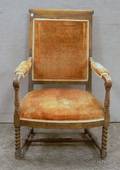 Victorian Baroquestyle Upholstered Turned Walnut Armchair
