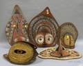 Five Painted Ethnographic Woven Basketry Masks and Ornaments