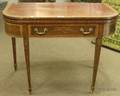 Georgianstyle Inlaid Mahogany and Mahogany Veneer Dshaped Extension Side Table