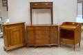 Three Reproduction Mahogany and Cherry Console Cabinets and a Commode Stand