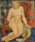 Framed Oil on Canvas Portrait of a Seated Nude by Anna Neagoe American 18941986