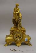 Neoclassical French Gilt Figural Mantel Clock