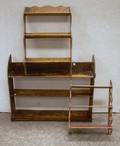 Painted Pine Wall Shelf and Two Late Victorian Wooden Fretwork Wall Shelves