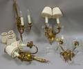 Two Pairs of Neoclassicalstyle Cast Brass TwoLight Wall Sconces