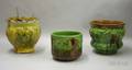 Three Majolica Glazed Art Pottery Jardinieres