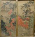 Pair of Framed Ink Watercolor and Gouache on Paper Mounted onto Board Japanese Paintings