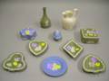 Eighteen Small Wedgwood Solid Jasper Table Items and a Queens Ware Jug