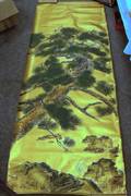Asian Pine Tree Painted Goldleaf on Paper Panel