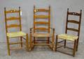 Two Maple Ladderback Side Chairs and an Armrocker