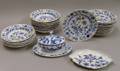 Twentyeight Pieces of Meissen Blue Onion Pattern Porcelain Tableware