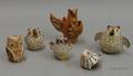 Six Contemporary Pottery Owls