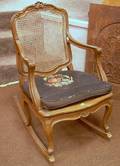 Louis XV Style Provincial Caned Carved Walnut Armrocker