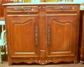 Continental Provincial Carved Walnut and Cherry Sideboard with Iron Hardware