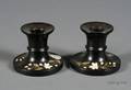 Pair of Italian Pietra Dura Low Candlesticks