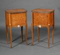 Pair of Louis XVI Style Marquetryinlaid Tulipwood Night Tables