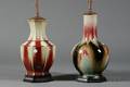 Two Chinese Export Celadon and Oxblood Glazed Lamp Bases