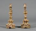 Pair of Italian Baroquestyle Giltwood Candlesticks