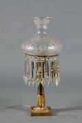 Victorian Brass and Glass Oil Lamp with Shade