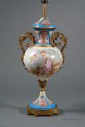 Large Sevresstyle Porcelain Bronze Mounted Urn Lamp Base