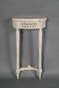 Louis XVI Cream Painted and White Marbletop Beechwood Petite Console