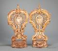 Pair of Painted and Gilded Wood Ornaments