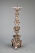 Baroque Silvered Metal Candlestick