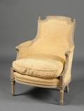 Louis XVI Graypainted Beechwood Bergere en Cabriolet