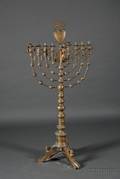 Large Spanish Colonial Brass Floor Candelabra