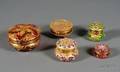 Four Continental Enamel Decorated Glass Dresser Boxes