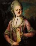 Continental School 18th Century Style Portrait of an Elegant Lady Holding a Fan