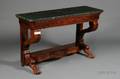 American Classical Mahogany and Veneer Console Table with Faux Marble Top