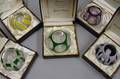 Five Baccarat Sulfide Overlay Paperweights