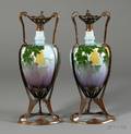 Pair of Art Nouveau Vases with Metal Mounts