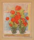 German School 20th Century Geraniums on a Sill