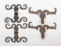 Two pair of wrought iron rams horn hinges ca 1800