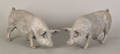 Pair of lead pig garden ornaments 20th c