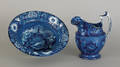 Blue Staffordshire pitcher and basin 19th c