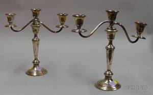 Pair of Gorham Sterling Silver Convertible Candelabra